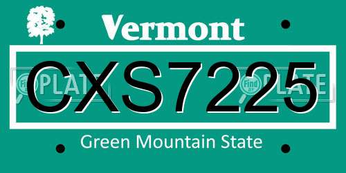 CXS7225 Vermont License Plate