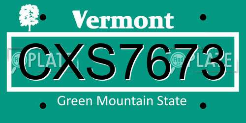 CXS7673 Vermont License Plate