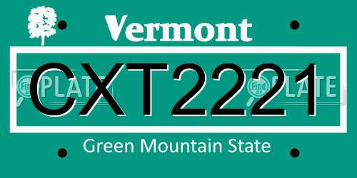 CXT2221 Vermont License Plate