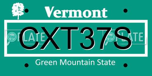 CXT37S Vermont License Plate