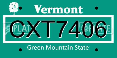 CXT7406 Vermont License Plate