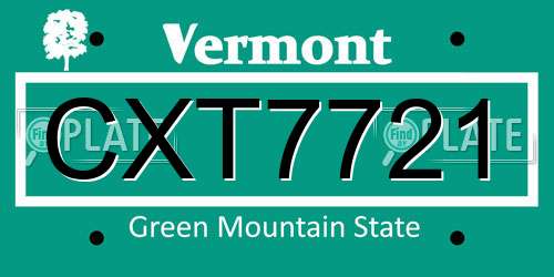CXT7721 Vermont License Plate