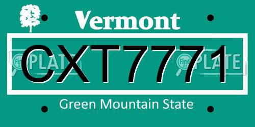 CXT7771 Vermont License Plate