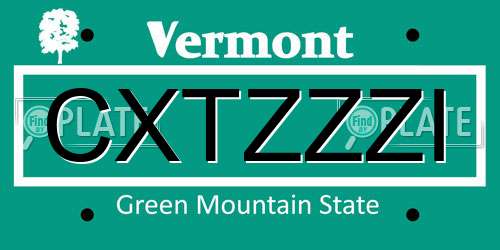 CXTZZZI Vermont License Plate