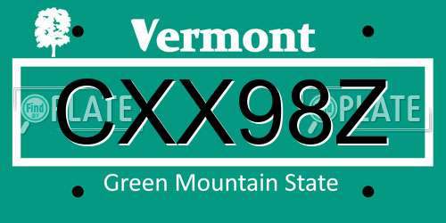 CXX98Z Vermont License Plate