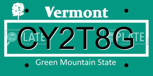 CY2T8G Vermont License Plate