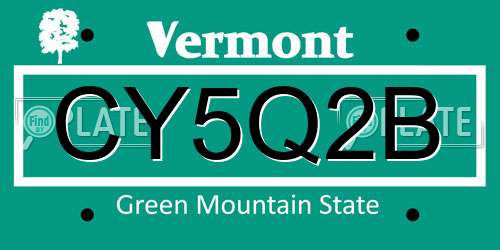 CY5Q2B Vermont License Plate