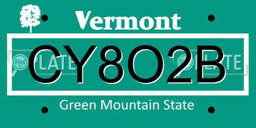 CY8O2B Vermont License Plate