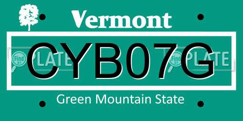 CYB07G Vermont License Plate