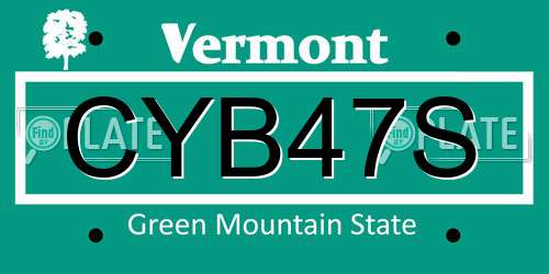 CYB47S Vermont License Plate