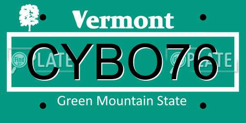 CYBO76 Vermont License Plate