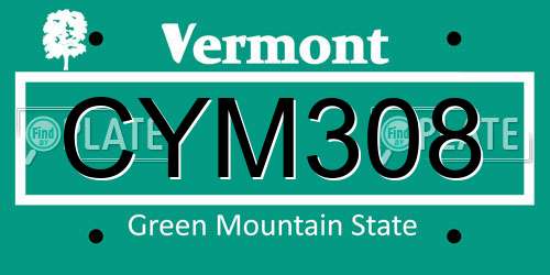CYM308 Vermont License Plate