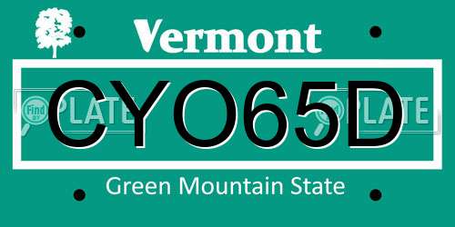 CYO65D Vermont License Plate