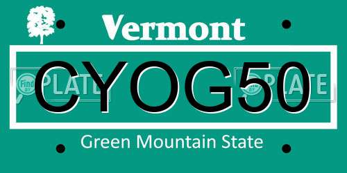 CYOG50 Vermont License Plate