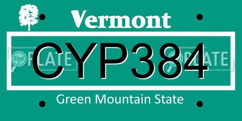 CYP384 Vermont License Plate