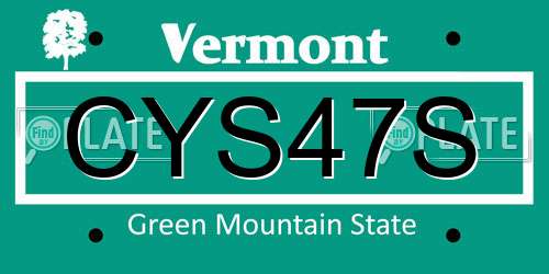 CYS47S Vermont License Plate