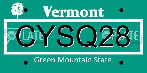 CYSQ28 Vermont License Plate