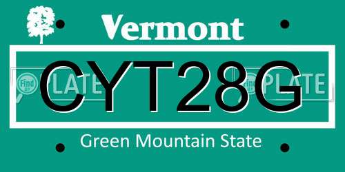 CYT28G Vermont License Plate
