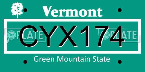 CYX174 Vermont License Plate