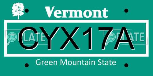 CYX17A Vermont License Plate