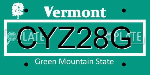 CYZ28G Vermont License Plate