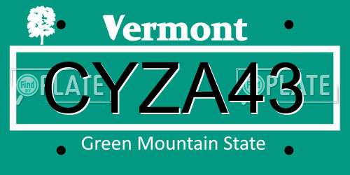 CYZA43 Vermont License Plate