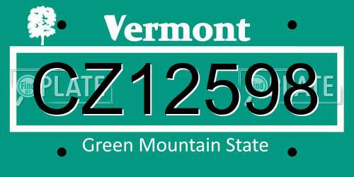 CZ12598 Vermont License Plate