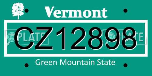 CZ12898 Vermont License Plate