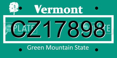 CZ17898 Vermont License Plate