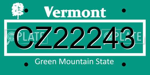CZ22243 Vermont License Plate