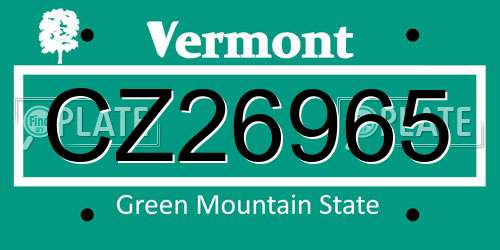 CZ26965 Vermont License Plate
