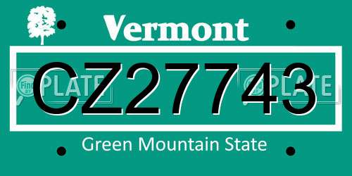 CZ27743 Vermont License Plate