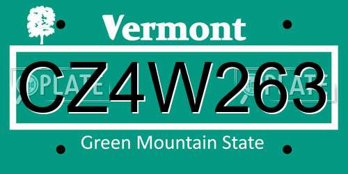 CZ4W263 Vermont License Plate