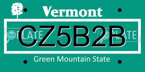 CZ5B2B Vermont License Plate