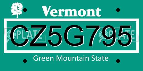 CZ5G795 Vermont License Plate