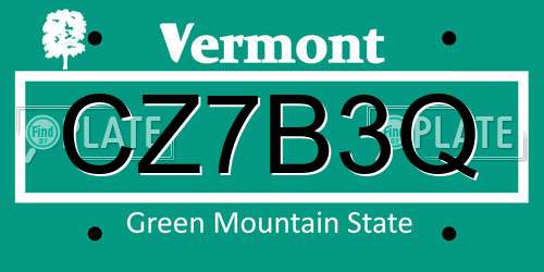 CZ7B3Q Vermont License Plate