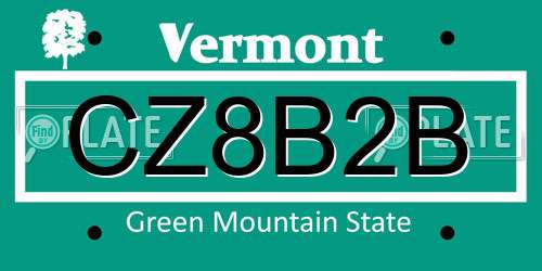 CZ8B2B Vermont License Plate