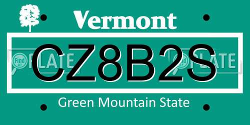 CZ8B2S Vermont License Plate