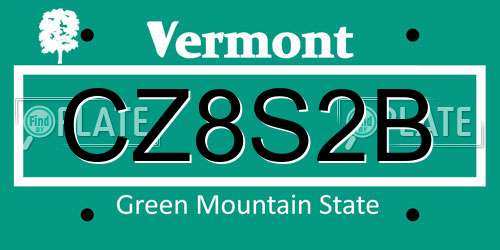 CZ8S2B Vermont License Plate
