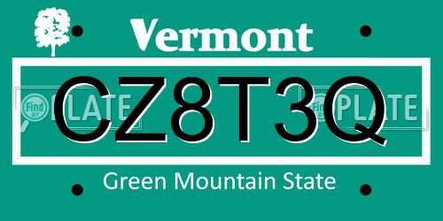CZ8T3Q Vermont License Plate