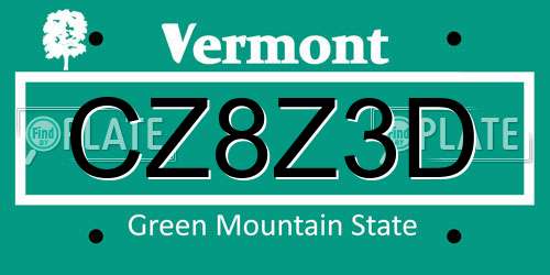 CZ8Z3D Vermont License Plate