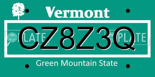 CZ8Z3Q Vermont License Plate