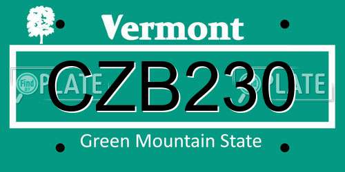 CZB230 Vermont License Plate
