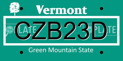 CZB23D Vermont License Plate