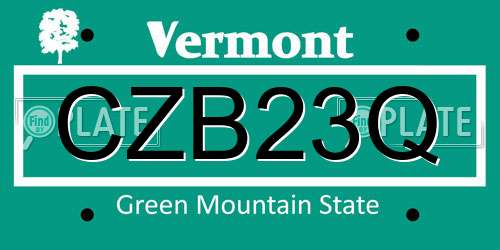 CZB23Q Vermont License Plate