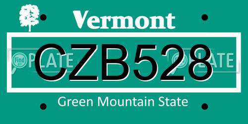 CZB528 Vermont License Plate