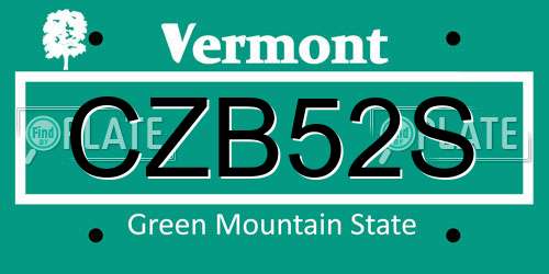 CZB52S Vermont License Plate