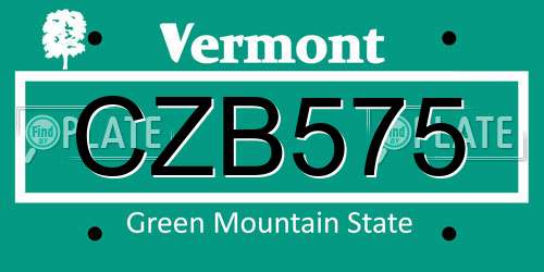 CZB575 Vermont License Plate