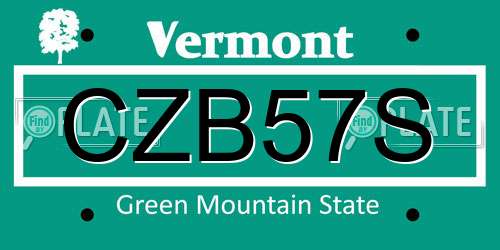 CZB57S Vermont License Plate