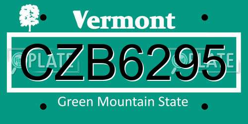 CZB6295 Vermont License Plate